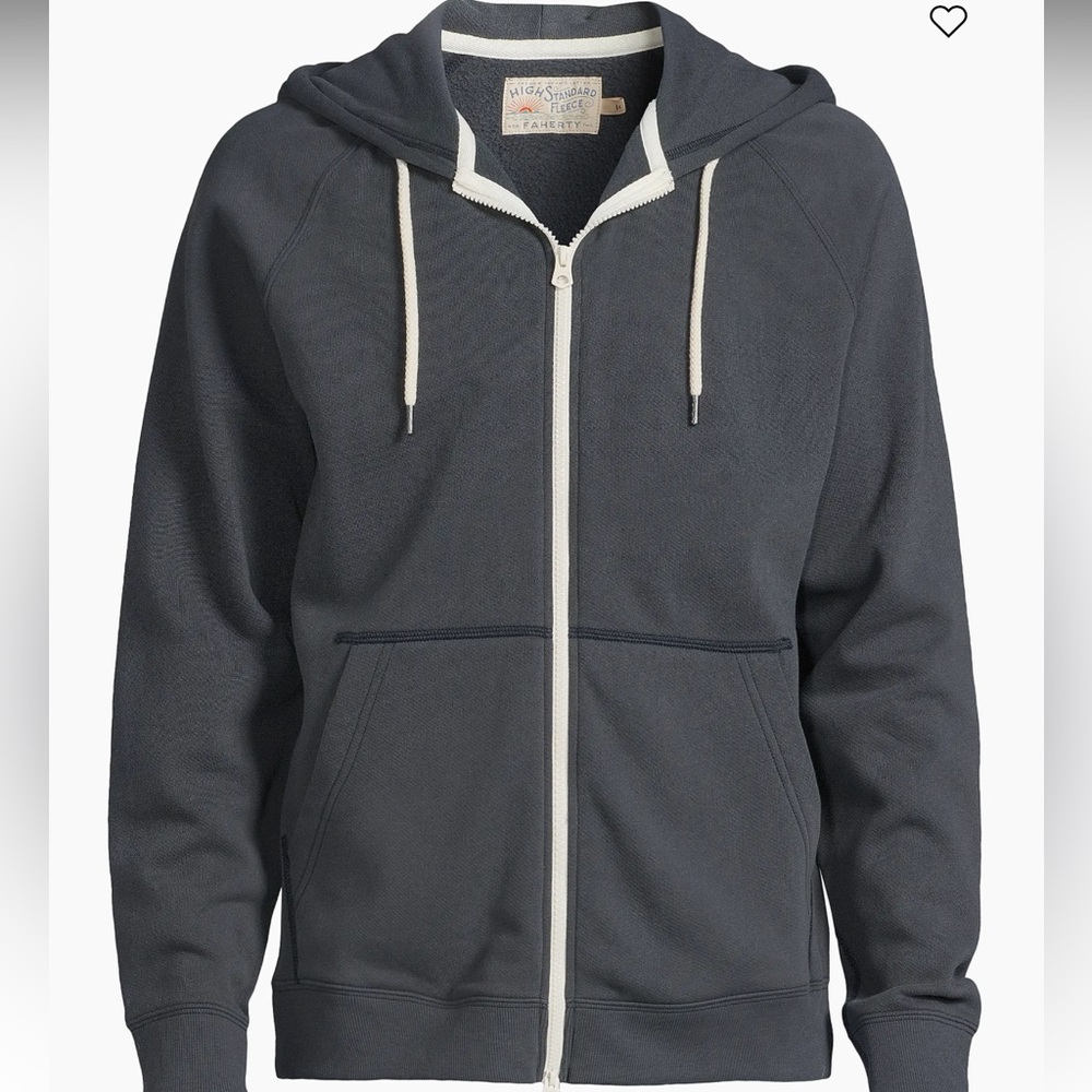 Faherty Dark Blue Zip-Up Hoodie